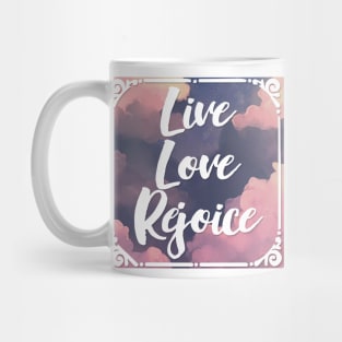 LIVE LOVE REJOICE Christian Inspirational Bible Verse 2 Corinthians 13 Mug